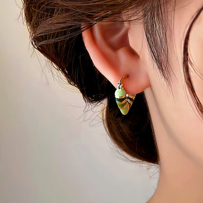 14K Gold-plated Green Heart Earrings