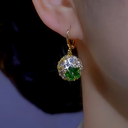 14K Gold-plated Green Zircon Earrings