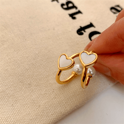 14K Gold-plated Heart-Design Pearl Earrings