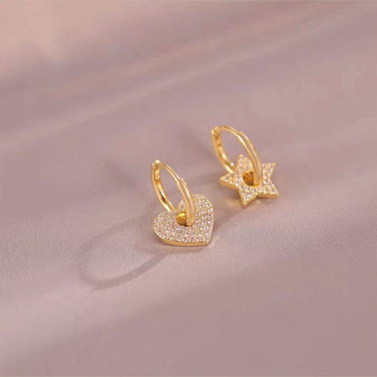 14K Gold-plated Heart And Star Earrings