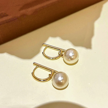 14K Gold-plated Letter D Bead Earrings