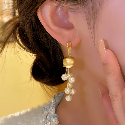 14K Gold-plated Luxury Bead Tassel Earrings