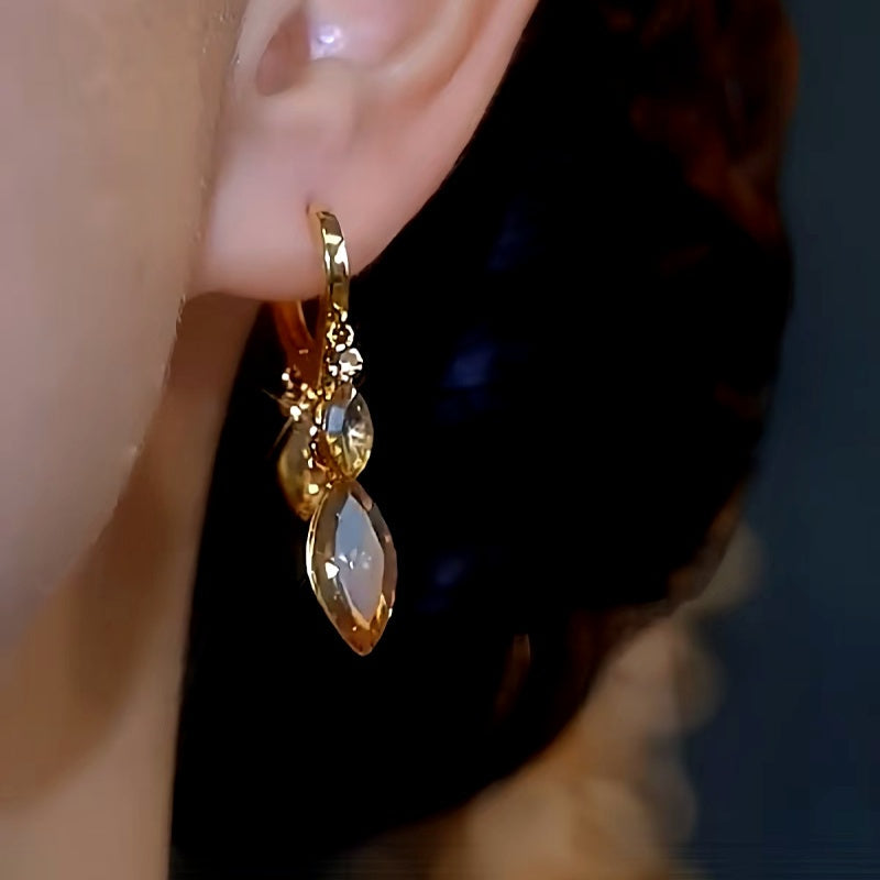 14K Gold-plated Luxury Brown Crystal Earrings