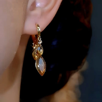 14K Gold-plated Luxury Brown Crystal Earrings