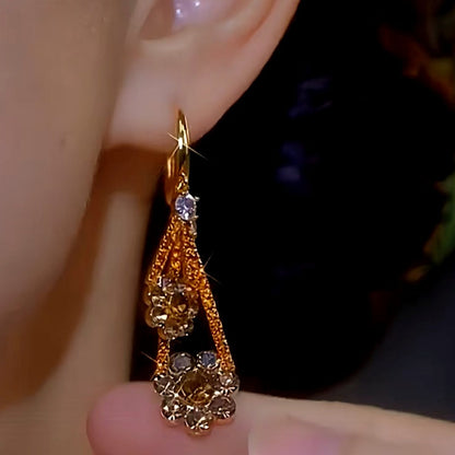 14K Gold-plated Luxury Diamond Flower Earrings