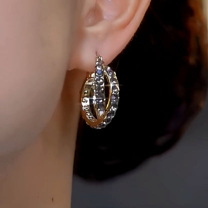 14K Gold-plated Luxury Diamond Hoop Earrings