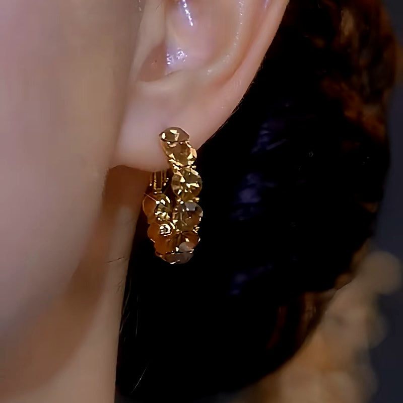 14K Gold-plated Luxury Diamond Hoop Earrings