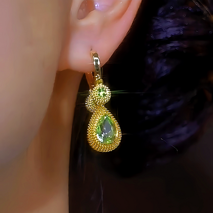 14K Gold-plated Luxury Green Crystal Earrings