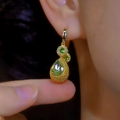 14K Gold-plated Luxury Green Crystal Earrings