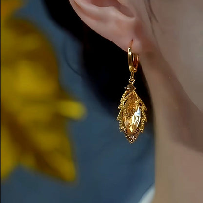 14K Gold-plated Luxury Jade Crystal Earrings
