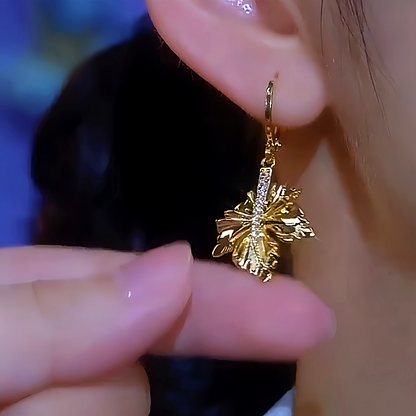 14K Gold-plated Luxury Maple Leaf Earrings