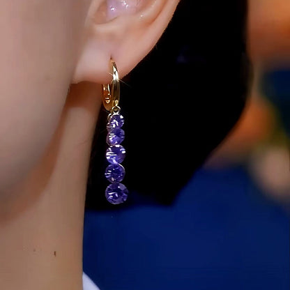 14K Gold-plated Luxury Purple Zircon Diamond Earrings