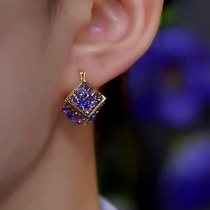 14K Gold-plated Luxury Purple Zrcon Diamond Earrings