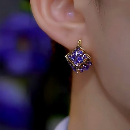 14K Gold-plated Luxury Purple Zrcon Diamond Earrings