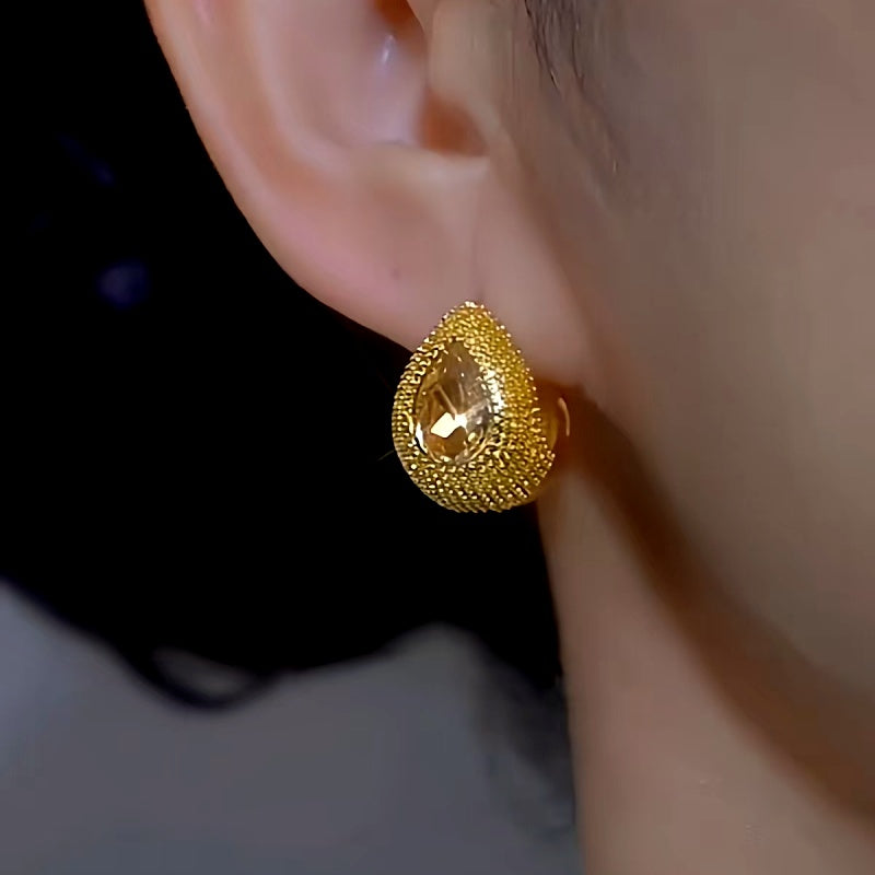14K Gold-plated Luxury Yellow Diamond Earrings