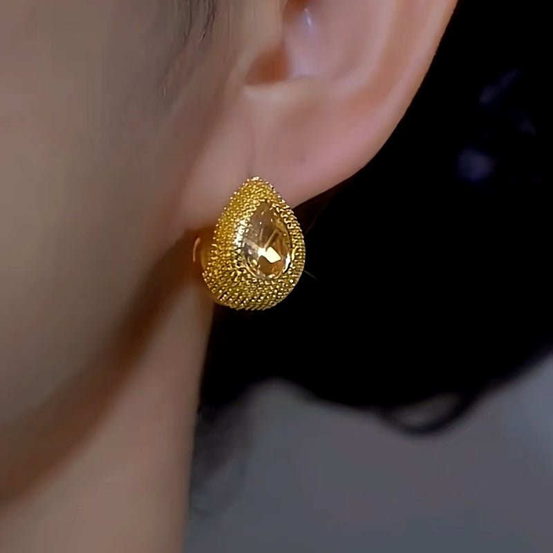 14K Gold-plated Luxury Yellow Diamond Earrings
