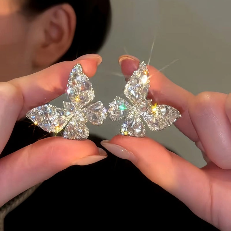 14K Gold-plated Luxury Zircon Butterfly Earrings