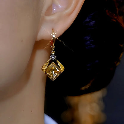 14K Gold-plated Luxury Zircon Crystal Earrings