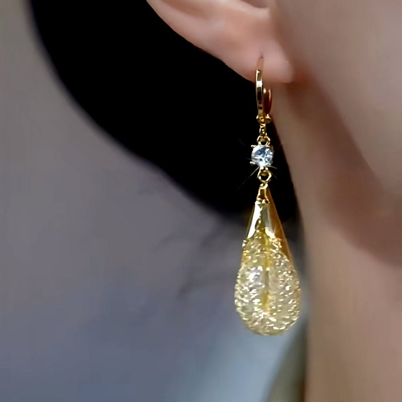 14K Gold-plated Mesh Water Drop Earrings