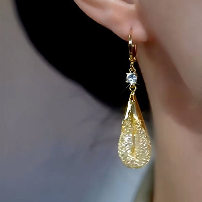 14K Gold-plated Mesh Water Drop Earrings