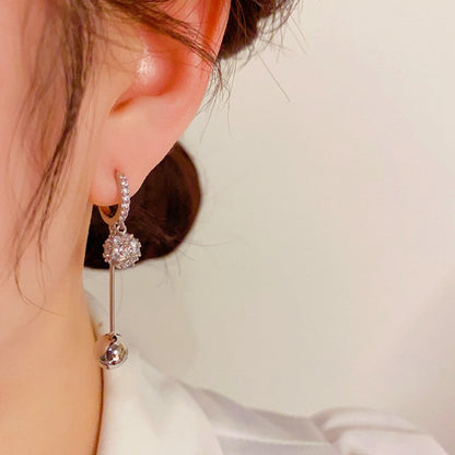 14K Gold-plated Niche Design Zircon Ball Earrings