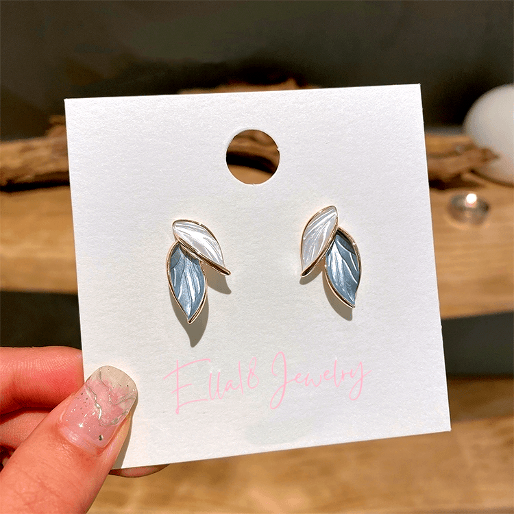 14K Gold-plated Oil-Dropping Leaf Earrings