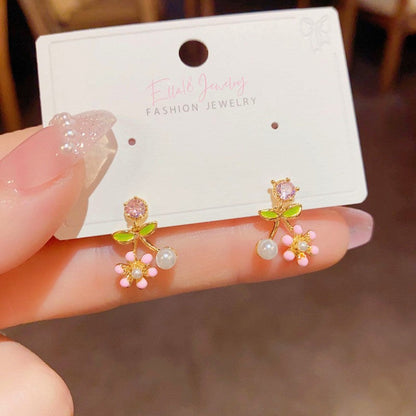 14K Gold-plated Oil Drop Flower Earrings