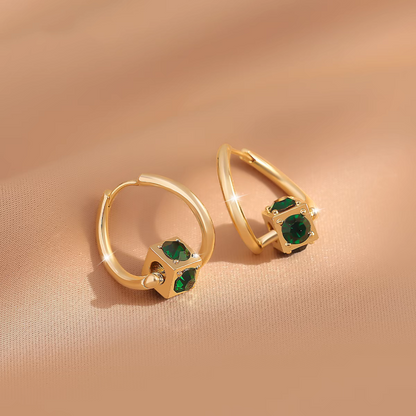 14K Gold-plated One-Carat Green Crystal Earrings