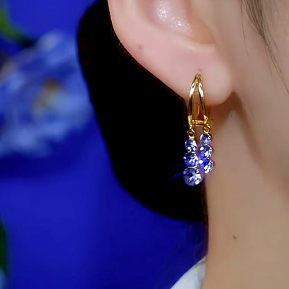 14K Gold-plated Purple Rhinestone Earrings