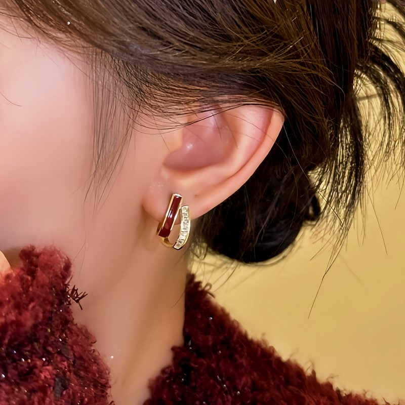 14K Gold-plated Red Oil-Drop Earrings