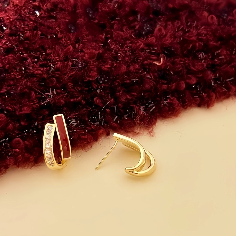 14K Gold-plated Red Oil-Drop Earrings
