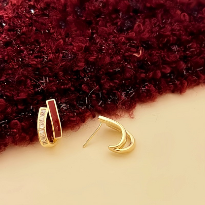 14K Gold-plated Red Oil-Drop Earrings