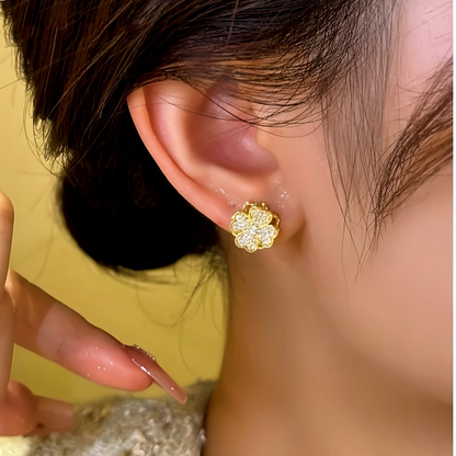 14K Gold-plated Rotating Lucky Clover Earrings