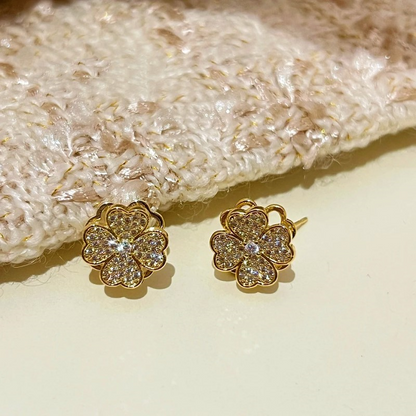 14K Gold-plated Rotating Lucky Clover Earrings