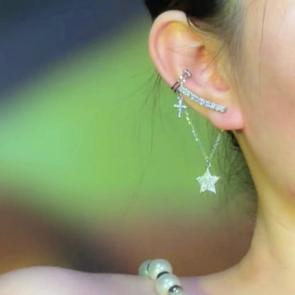 14K Gold-plated Star Bone Clip Earrings