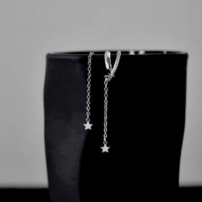 14K Gold-plated Star Chain Tassel Ear clips ( 1 PCS )