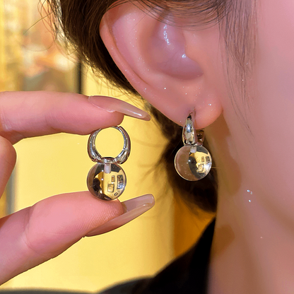 14K Gold-plated Transparent White Crystal Ball Earrings