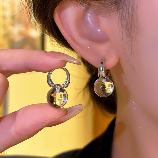 14K Gold-plated Transparent White Crystal Ball Earrings