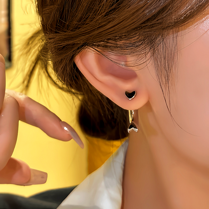 14K Gold-plated Two-Piece Heart Earrings