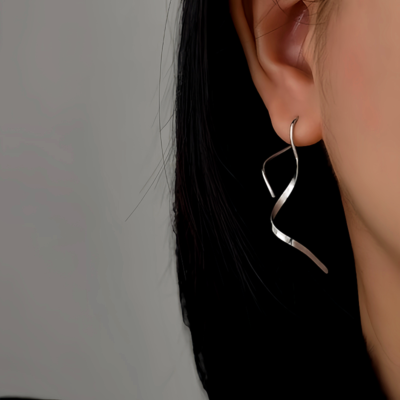 14K Gold-plated Wavy Threader Earrings