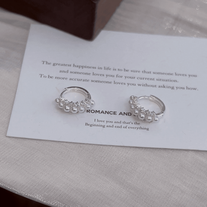 14K Gold-plated Zircon And Shell Bead Small Hoop Earrings