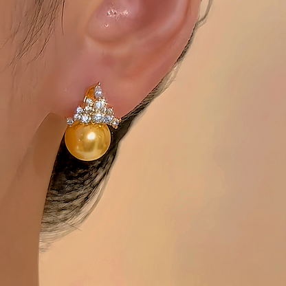 14K Gold-plated Zircon Crown Stud Earrings