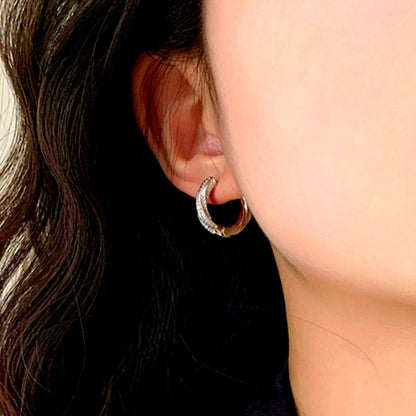 14K Gold-plated Zircon Daimond Hoop Earrings