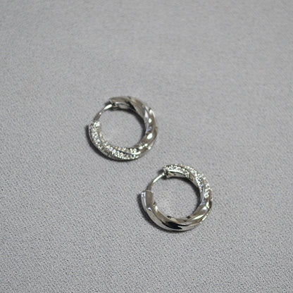14K Gold-plated Zircon Daimond Hoop Earrings