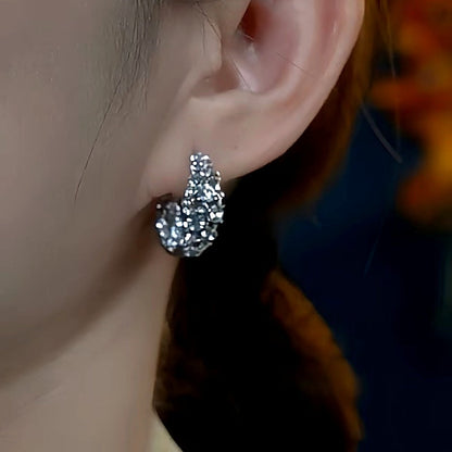 14K Gold-plated Zircon Diamond Hoop Earrings