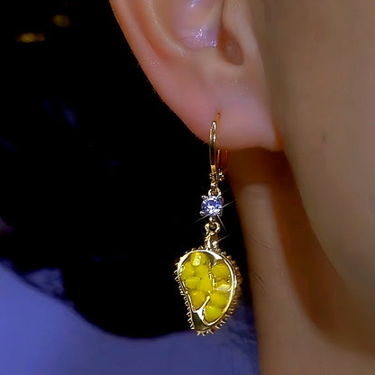 14K Gold-plated Zircon Durian Earrings