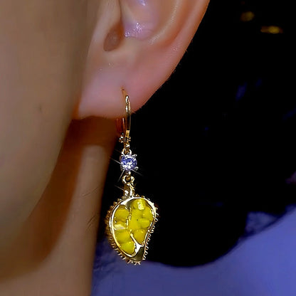 14K Gold-plated Zircon Durian Earrings