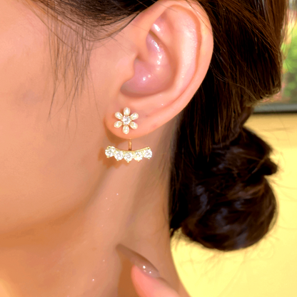 14K Gold-plated Zircon Flower Earrings