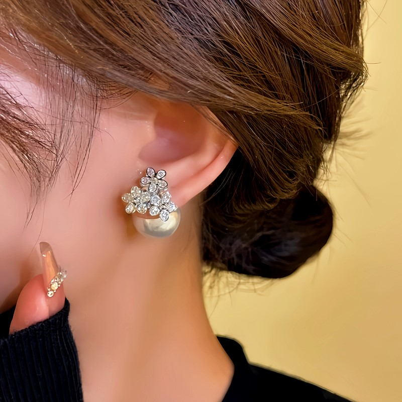 14K Gold-plated Zircon Flower Jacket Earrings