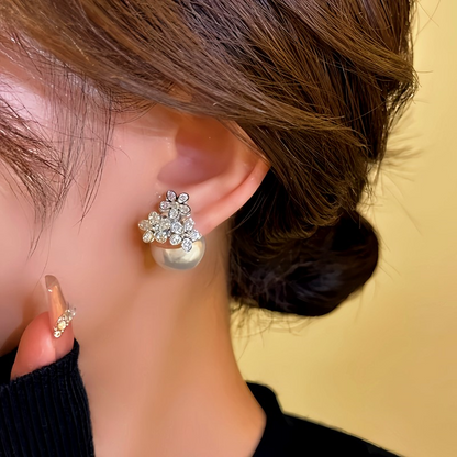 14K Gold-plated Zircon Flower Jacket Earrings